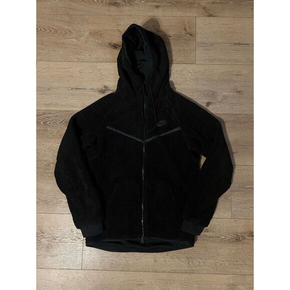 Nike Men's NSW Tech Fleece Sherpa Windrunner Jacket Black AQ2767-010 Size Medium - Picture 1 of 3